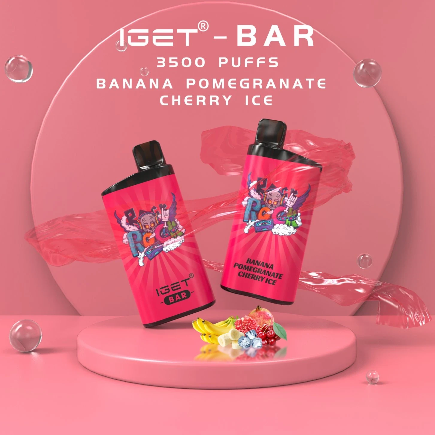 IGET BAR – BANANA POMEGRANATE CHERRY ICE – 3500 PUFFS