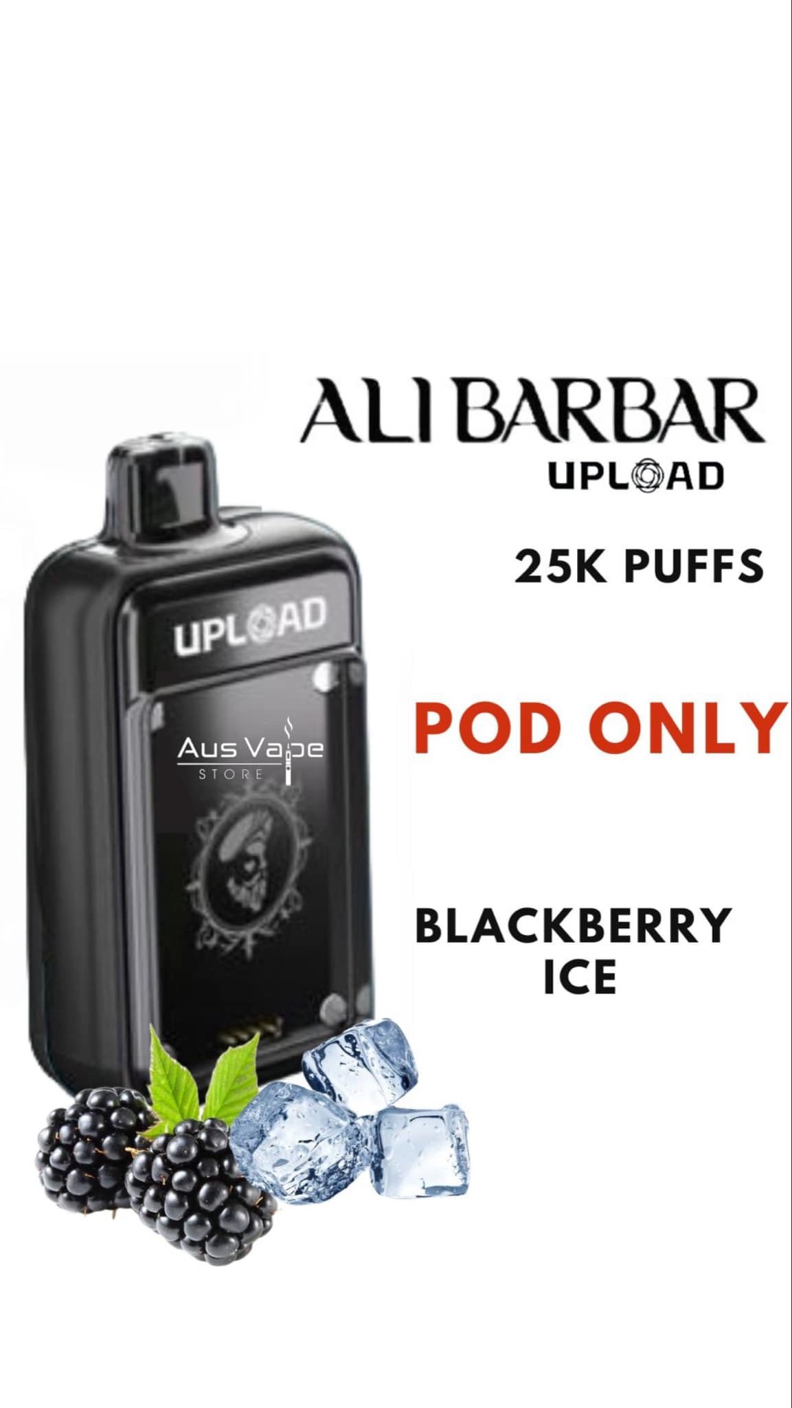 ALIBARBAR UPLOAD POD ONLY – BLACKBERRY ICE – 25000 PUFFS